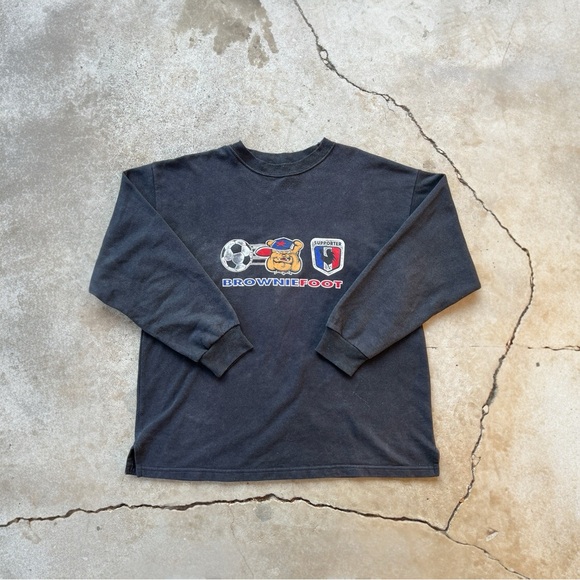 Browniefoot butdogs soccer crewneck 90s vintage fifa allez les bleus size large - Picture 2 of 5